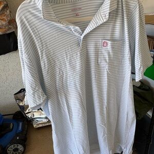 Classic White and Blue Striped Polo Shirt